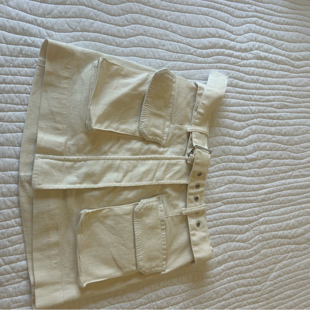 Beige Utility Mini Skirt